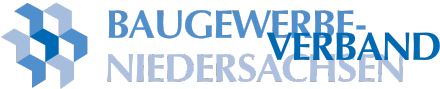 Logo Baugewerbe Verband Niedersachsen in verschiedenen Blautönen auf transparentem Hintergrund.