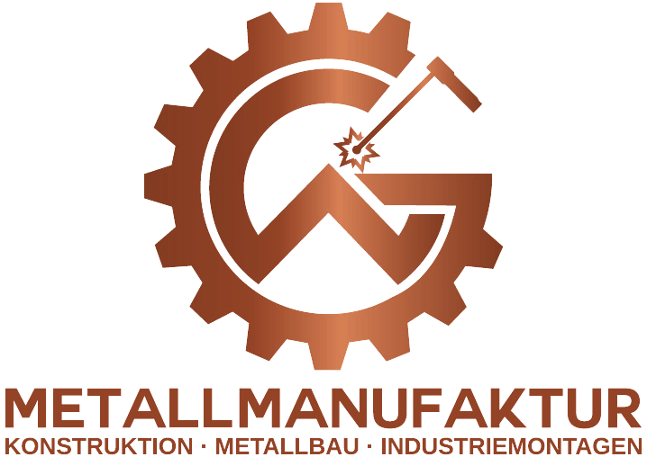 Logo Metallmanufaktur in Bronzener Farbe auf transparentem Hintergrund.