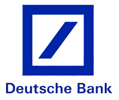 Logo Deutsche Bank in blau auf weißem Hintergrund.